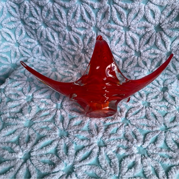 Vintage Art Glass orange / red chalet style glass decor MCM - Picture 8 of 9